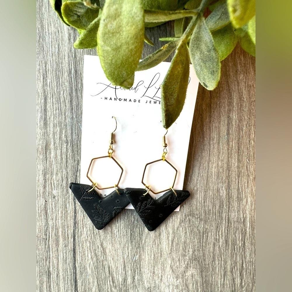 2/$30 Handmade Black and Gold Geometric Earrings